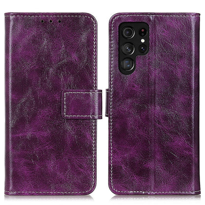 For Samsung Galaxy S25 Ultra 5G Retro Crazy Horse Texture Leather Phone Case(Purple) - Galaxy S25 Ultra 5G Cases by buy2fix | Online Shopping UK | buy2fix