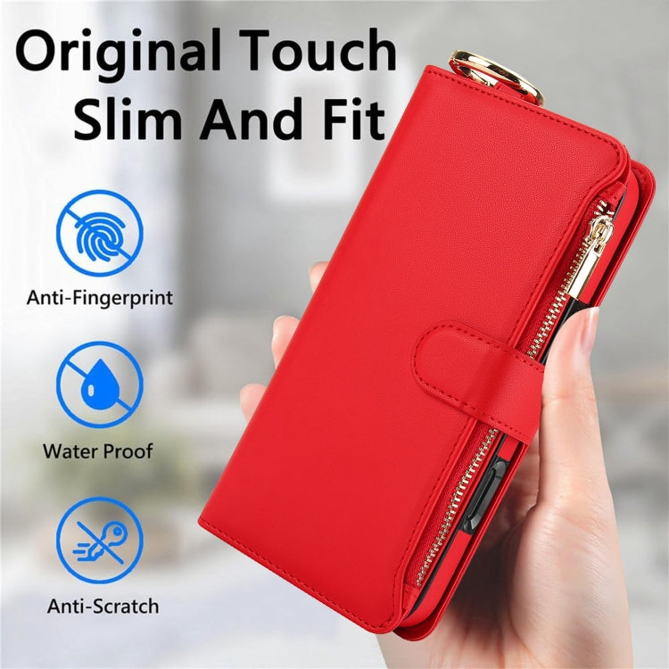 For iPhone 16 Pro Max Crossbody Ring Multifunctional Wallet Leather Phone Case(Red) - iPhone 16 Pro Max Cases by buy2fix | Online Shopping UK | buy2fix