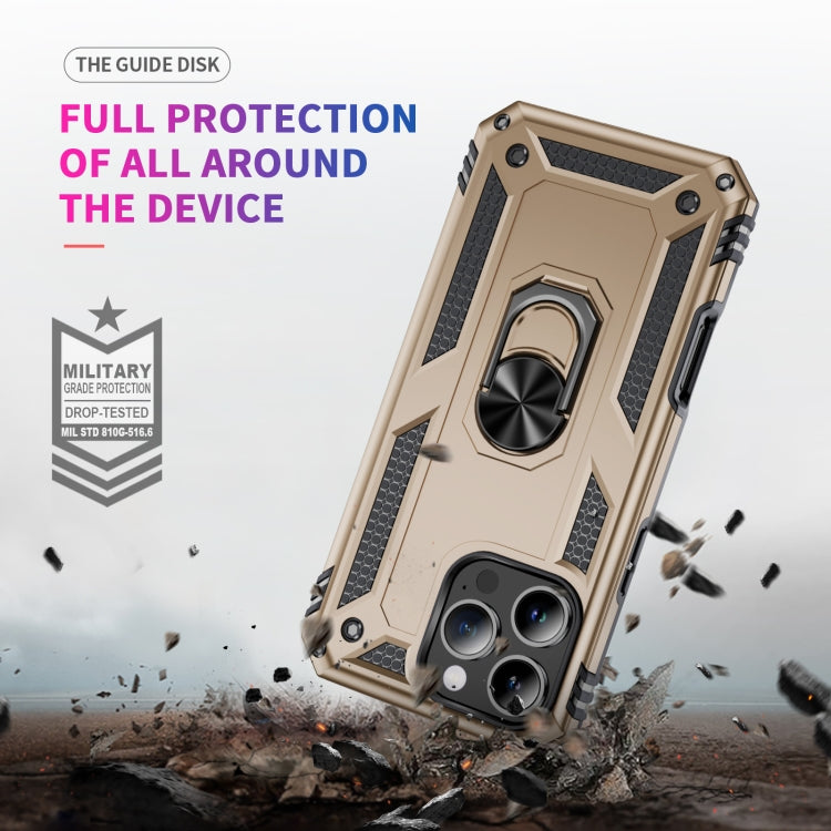 For iPhone 16 Pro Shockproof TPU Hybrid PC Phone Case with Holder(Gold) - iPhone 16 Pro Cases by buy2fix | Online Shopping UK | buy2fix