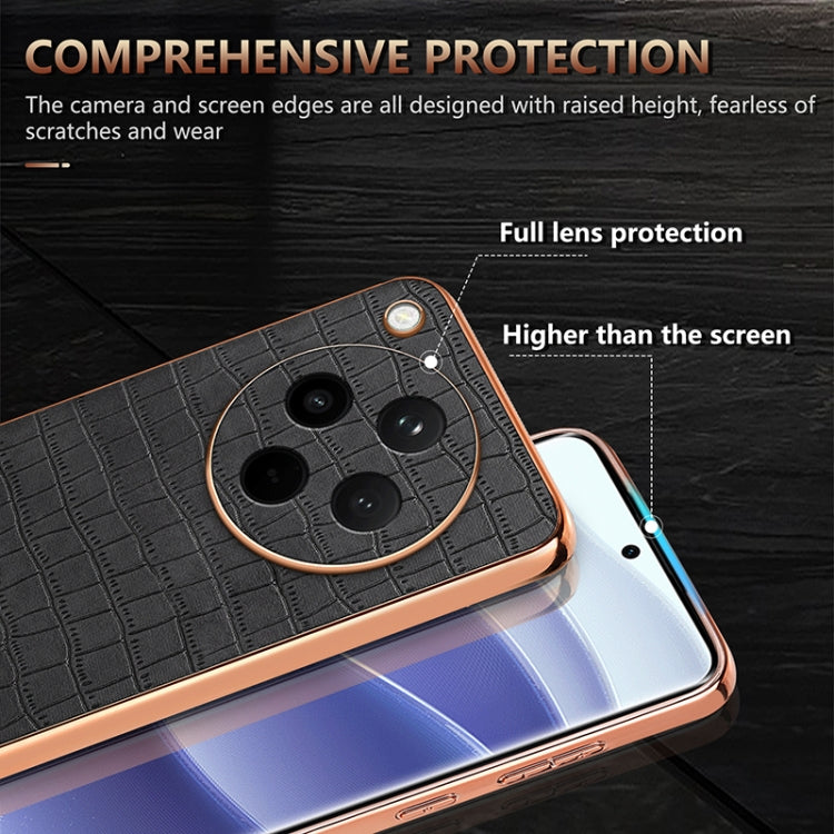 For OPPO Find X8 AZNS Electroplated Frame Crocodile Texture Full Coverage Phone Case(Black) - Find X8 Cases by AZNS | Online Shopping UK | buy2fix