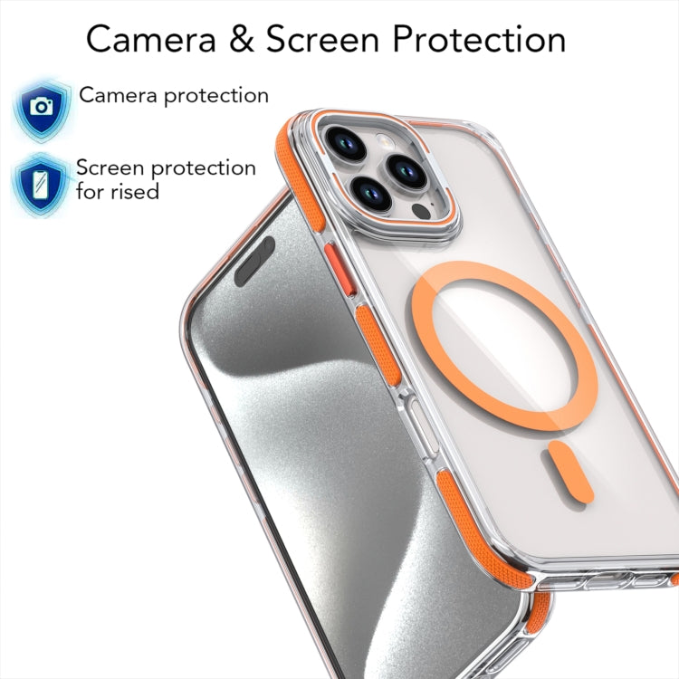 For iPhone 16 Plus Dual-Color Clear Acrylic Hybrid TPU Lens Flip Holder MagSafe Phone Case(Blue) - iPhone 16 Plus Cases by buy2fix | Online Shopping UK | buy2fix