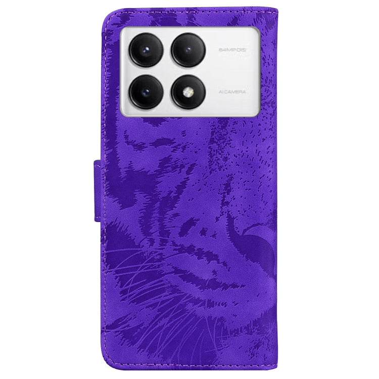 For Redmi K70 / K70 Pro Tiger Embossing Pattern Flip Leather Phone Case(Purple) - K70 Cases by buy2fix | Online Shopping UK | buy2fix