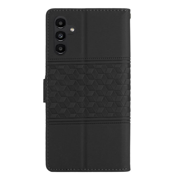 For Samsung Galaxy S25 5G Diamond Embossed Skin Feel Leather Phone Case(Black) - Galaxy S25 5G Cases by buy2fix | Online Shopping UK | buy2fix