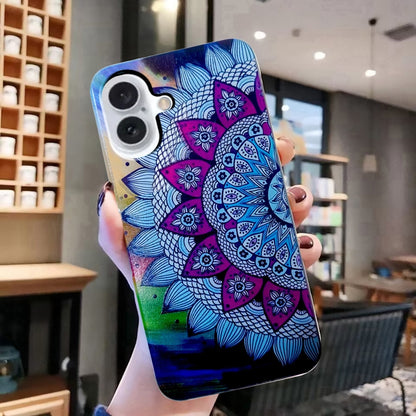 For iPhone 16 Plus Colored Drawing Pattern TPU Phone Case(Half-flower) - iPhone 16 Plus Cases by buy2fix | Online Shopping UK | buy2fix