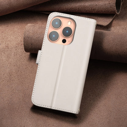 For iPhone 16 Pro Square Texture Leather Phone Case(Beige) - iPhone 16 Pro Cases by buy2fix | Online Shopping UK | buy2fix