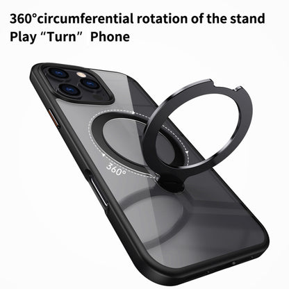 For iPhone 16 Pro Transparent MagSafe Magnetic Rotating Ring Holder Phone Case(Grey) - iPhone 16 Pro Cases by buy2fix | Online Shopping UK | buy2fix