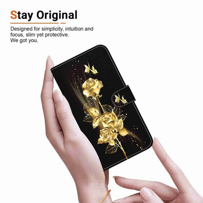 For Samsung Galaxy S25+ 5G Crystal Texture Colored Drawing Leather Phone Case(Gold Butterfly Rose) - Galaxy S25+ 5G Cases by buy2fix | Online Shopping UK | buy2fix