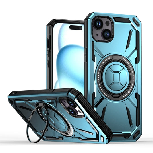 For iPhone 14 Plus Armor II Series MagSafe Magnetic Holder Phone Case(Light Blue) - iPhone 14 Plus Cases by buy2fix | Online Shopping UK | buy2fix