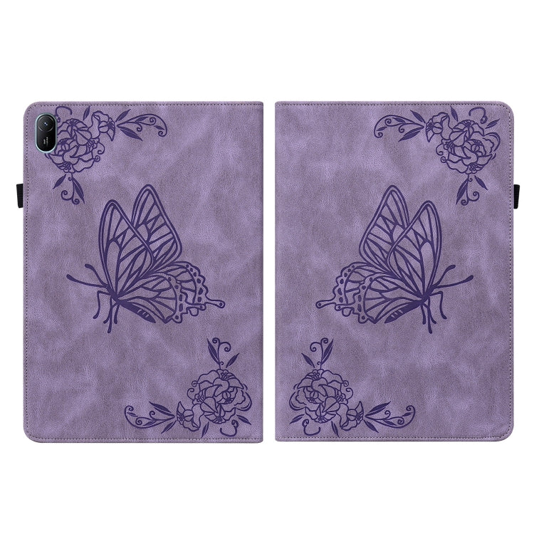 For Huawei MatePad SE 11 2024 Butterfly Flower Embossed Leather Tablet Case(Purple) - Huawei by buy2fix | Online Shopping UK | buy2fix