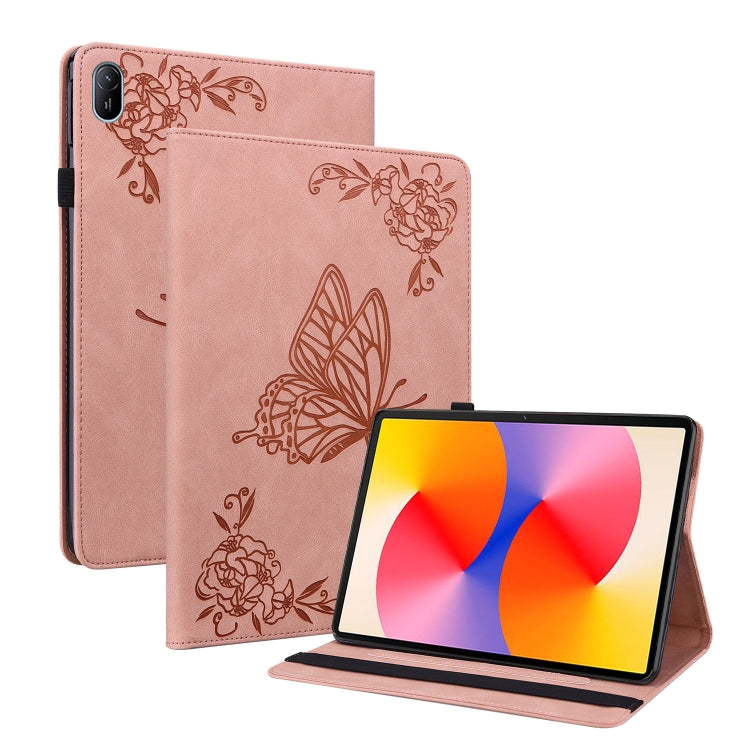 For Huawei MatePad SE 11 2024 Butterfly Flower Embossed Leather Tablet Case(Rose Gold) - Huawei by buy2fix | Online Shopping UK | buy2fix