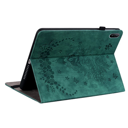 For Huawei MatePad SE 11 2024 Butterfly Rose Embossed Leather Tablet Case(Green) - Huawei by buy2fix | Online Shopping UK | buy2fix