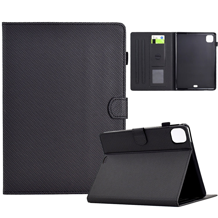 For iPad Pro 11 2024 Solid Color Fiber Texture Smart Tablet Leather Case(Black) - iPad Pro 11 2024 Cases by buy2fix | Online Shopping UK | buy2fix