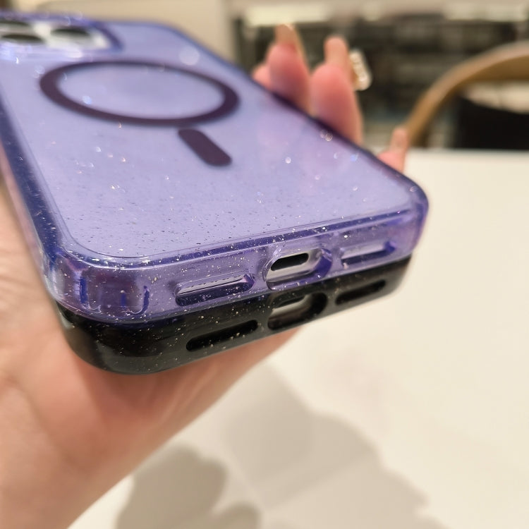 For iPhone 14 Pro Glitter Powder TPU Hybrid PC MagSafe Phone Case(Purple) - iPhone 14 Pro Cases by buy2fix | Online Shopping UK | buy2fix