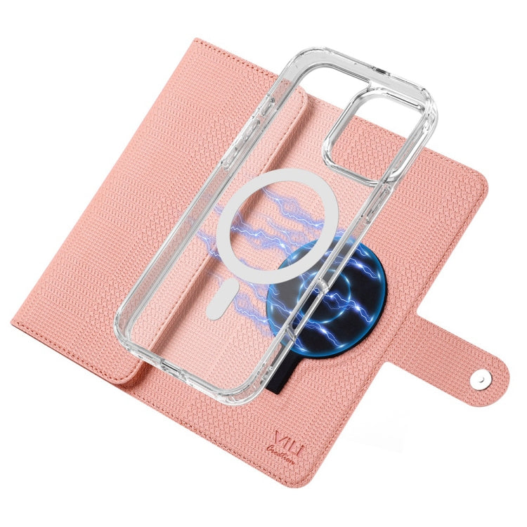 For iPhone 16 Pro ViLi GHB-C Series RFID MagSafe Magnetic Flip Leather Phone Case(Pink) - iPhone 16 Pro Cases by ViLi | Online Shopping UK | buy2fix