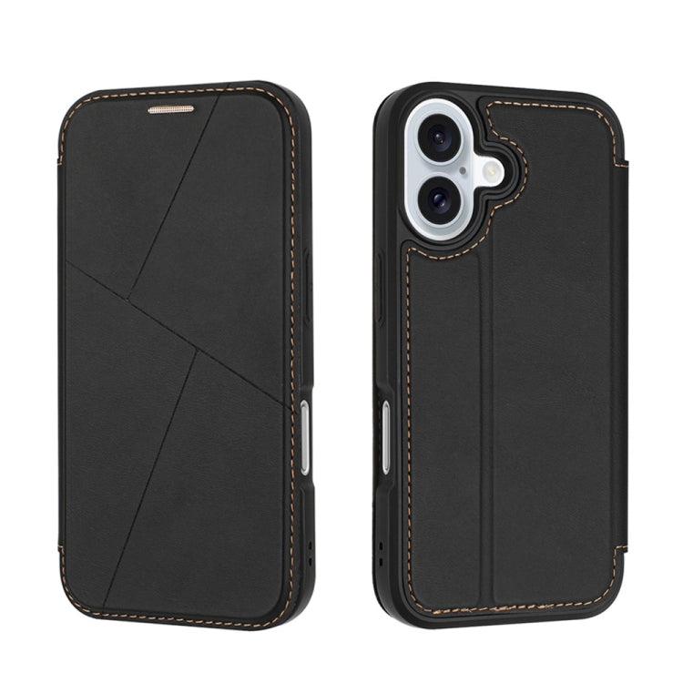 For iPhone 16 Plus Magnetic Armor Series RFID Card Slots Leather Phone Case(Black) - iPhone 16 Plus Cases by buy2fix | Online Shopping UK | buy2fix