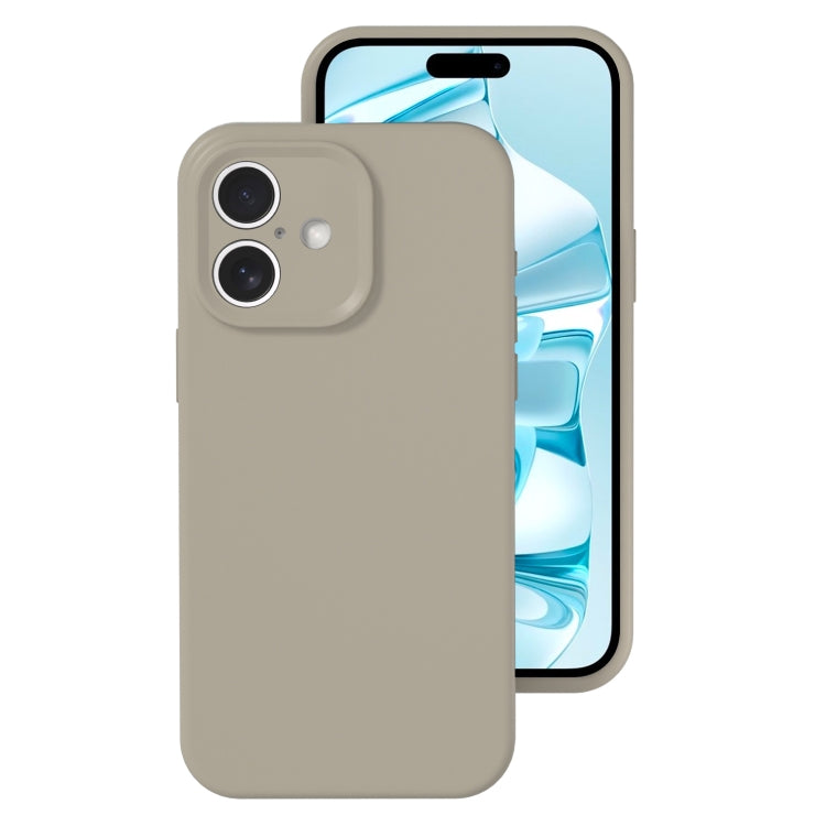 For iPhone 16 Precise Hole Liquid Silicone Jelly Color Full Coverage Phone Case(Rock Gray) - iPhone 16 Cases by buy2fix | Online Shopping UK | buy2fix