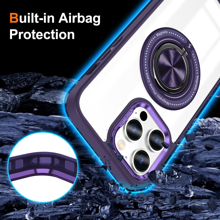 For iPhone 16 Pro Magnetic Rotating Ring Holder Phone Case(Dark Purple) - iPhone 16 Pro Cases by buy2fix | Online Shopping UK | buy2fix