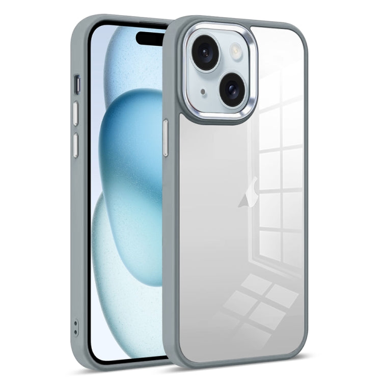 For iPhone 15 Colorful Armor Transparent Phone Case(Grey) - iPhone 15 Cases by buy2fix | Online Shopping UK | buy2fix