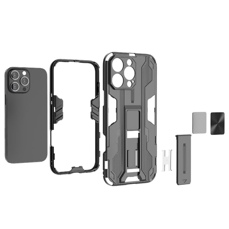 For iPhone 16 Pro Max Supersonic PC + TPU Holder Phone Case(Black) - iPhone 16 Pro Max Cases by buy2fix | Online Shopping UK | buy2fix