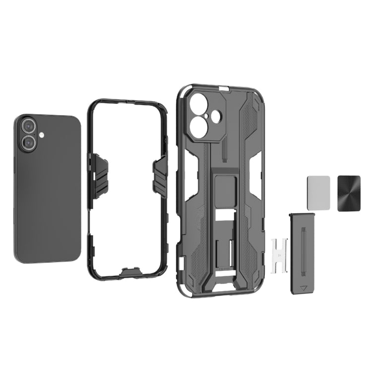 For iPhone 16 Plus Supersonic PC + TPU Holder Phone Case(Grey) - iPhone 16 Plus Cases by buy2fix | Online Shopping UK | buy2fix