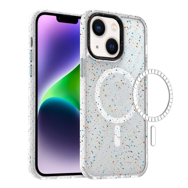 For iPhone 14 Colorful Ink-splash Magsafe PC Hybrid TPU Phone Case(White) - iPhone 14 Cases by buy2fix | Online Shopping UK | buy2fix