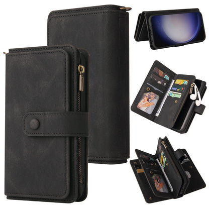 For Samsung Galaxy S25 / S24 5G Skin Feel Multi Card Slots Zipper Wallet Leather Phone Case(Black) - Galaxy S25 5G Cases by buy2fix | Online Shopping UK | buy2fix