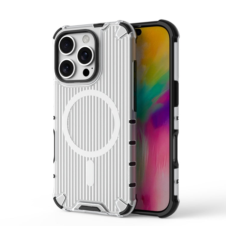 For iPhone 16 Pro Grating Airbag Shockproof MagSafe Frosted Phone Case(Transparent) - iPhone 16 Pro Cases by buy2fix | Online Shopping UK | buy2fix