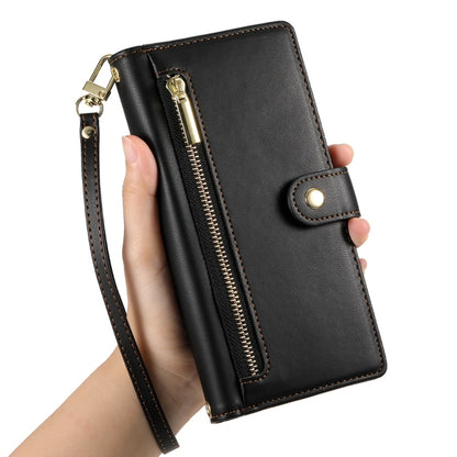 For Redmi K70 Ultra Nine Card-slot Zipper Wallet Bag Leather Phone Case(Black) - Xiaomi Cases by buy2fix | Online Shopping UK | buy2fix