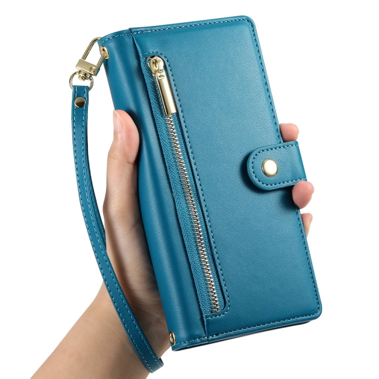 For Redmi K70 Ultra Nine Card-slot Zipper Wallet Bag Leather Phone Case(Blue) - Xiaomi Cases by buy2fix | Online Shopping UK | buy2fix