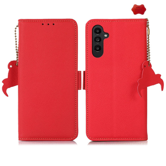 For Samsung Galaxy S24 FE 5G Side-Magnetic TJ Genuine Leather RFID Phone Case(Red) - Galaxy S24 FE 5G Cases by buy2fix | Online Shopping UK | buy2fix