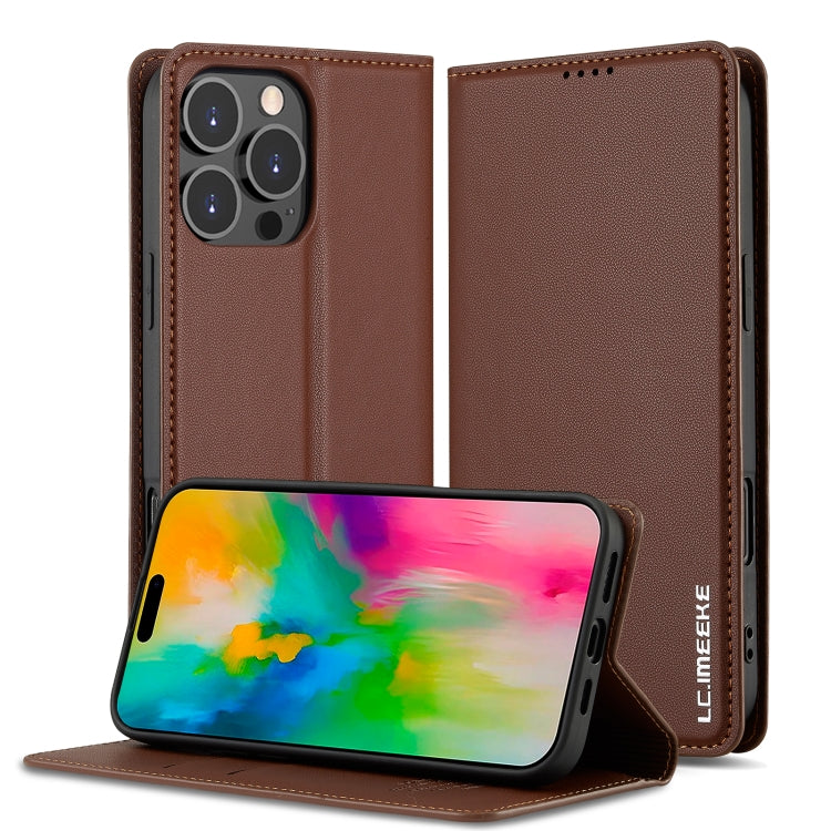 For iPhone 16 Pro Max LC.IMEEKE L1 Series Frosted Fine Texture PU Phone Case(Brown) - iPhone 16 Pro Max Cases by LC.IMEEKE | Online Shopping UK | buy2fix