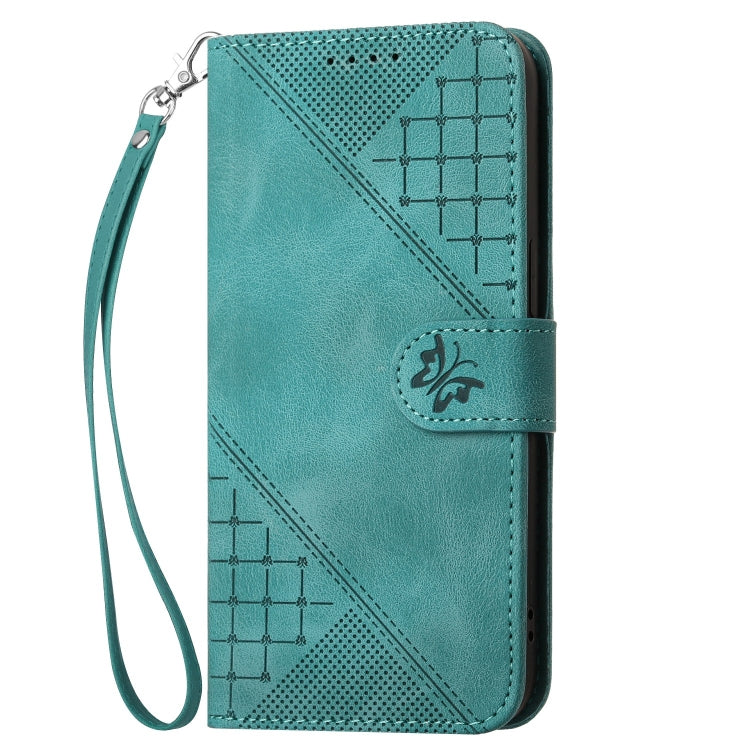 For Sony Xperia 1 VI 2024 YX0080 Grid Butterfly Embossed Pattern Flip Leather Phone Case with Lanyard(Light Blue) - Sony Cases by buy2fix | Online Shopping UK | buy2fix