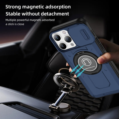 For iPhone 16 Pro Sliding Camshield TPU Hybrid PC Magnetic Holder Phone Case(Dark Blue) - iPhone 16 Pro Cases by buy2fix | Online Shopping UK | buy2fix