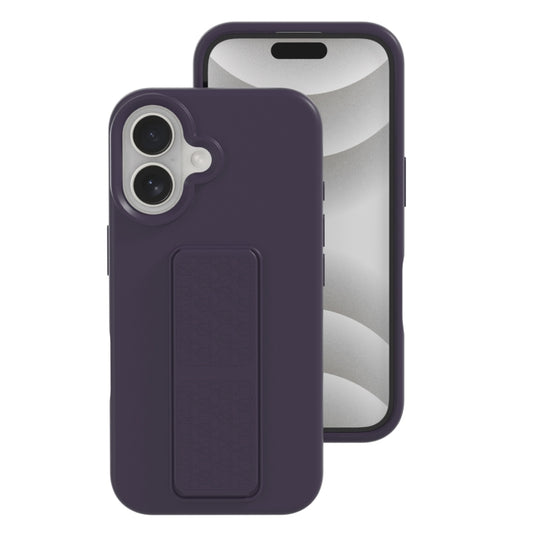 For iPhone 16 Plus Liquid Silicone Holder Phone Case(Dark Purple) - iPhone 16 Plus Cases by buy2fix | Online Shopping UK | buy2fix