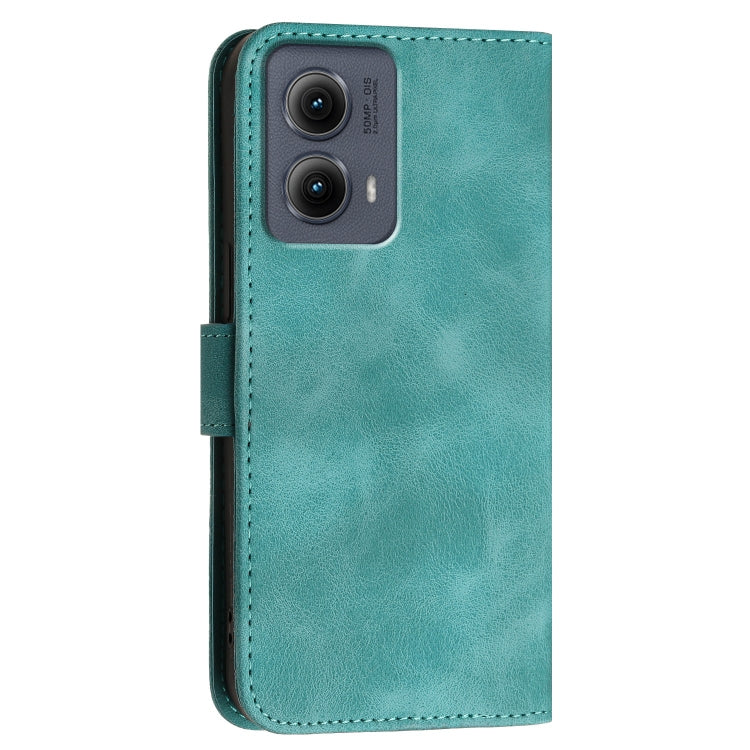 For Motorola Edge 2024 5G Global YX0080 Grid Butterfly Embossed Pattern Flip Leather Phone Case with Lanyard(Light Blue) - Motorola Cases by buy2fix | Online Shopping UK | buy2fix