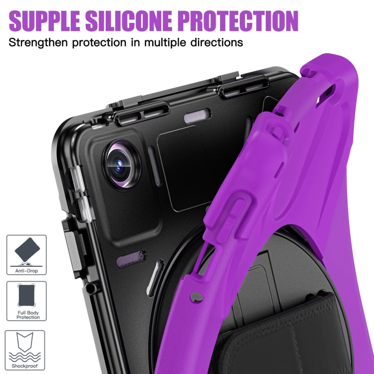 For Lenovo Tab M11 /Xiaomi Pad 11 2024 Rotatable Holder Silicone Hybrid PC Tablet Case with Shoulder Strap(Purple) - Lenovo by buy2fix | Online Shopping UK | buy2fix