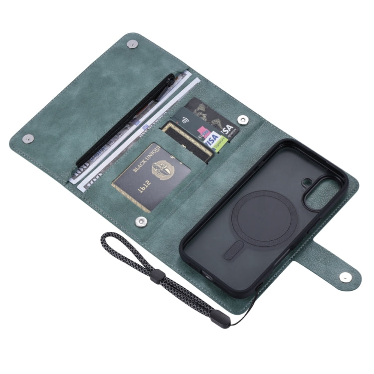 For iPhone 16 ViLi GVB Series MagSafe Magnetic RFID Leather Phone Case(Green) - iPhone 16 Cases by ViLi | Online Shopping UK | buy2fix