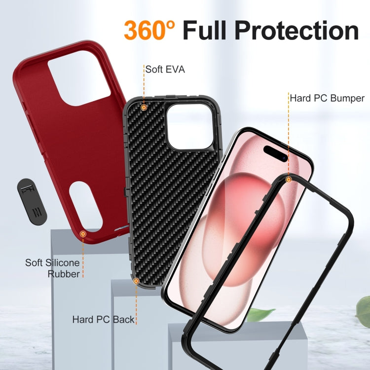 For iPhone 16 Pro Max Rugged PC + Silicone Phone Case with Holder(Red+Black) - iPhone 16 Pro Max Cases by buy2fix | Online Shopping UK | buy2fix