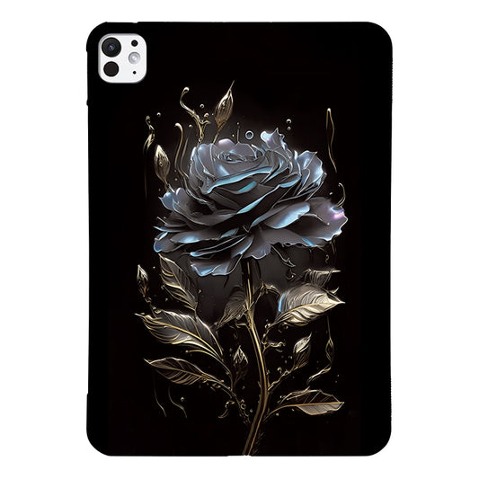 For iPad Pro 13 2024 Color Painting Pattern Smart Tablet TPU Case(Black Rose) - iPad Pro 13 2024 Cases by buy2fix | Online Shopping UK | buy2fix