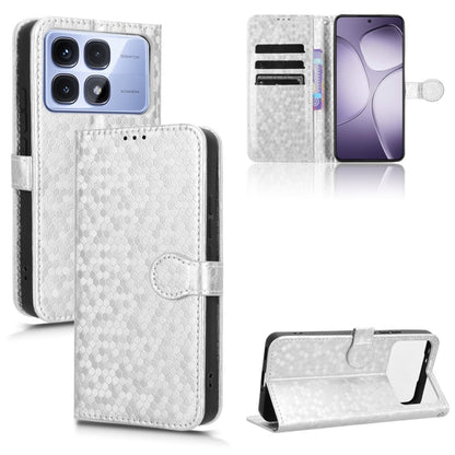 For Redmi K70 Ultra Honeycomb Dot Texture Leather Phone Case(Silver) - Xiaomi Cases by buy2fix | Online Shopping UK | buy2fix