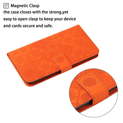 For Samsung Galaxy S25 Ultra 5G Ethnic Style Embossed Pattern Leather Phone Case(Orange) - Galaxy S25 Ultra 5G Cases by buy2fix | Online Shopping UK | buy2fix