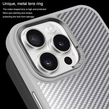 For iPhone 15 Pro Max Carbon Fiber Texture MagSafe Magnetic Shockproof Phone Case(Grey) - iPhone 15 Pro Max Cases by buy2fix | Online Shopping UK | buy2fix