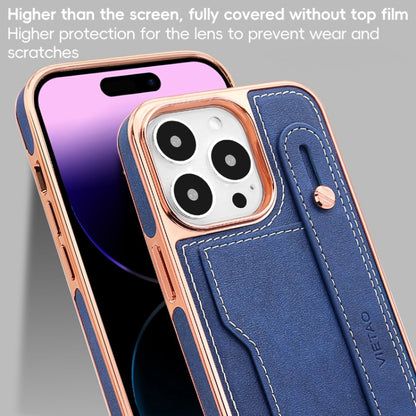 For iPhone 16 Pro Max VIETAO Card Slot Wristband Phone Case with Lanyard(Blue) - iPhone 16 Pro Max Cases by VIETAO | Online Shopping UK | buy2fix