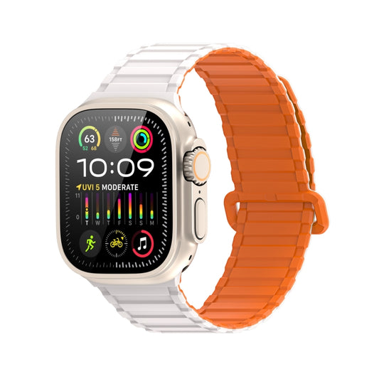 For Apple Watch Series 8 45mm DUX DUCIS KJ Series Magnetic Buckle Silicone Watch Band(Starlight Orange) - Watch Bands by DUX DUCIS | Online Shopping UK | buy2fix