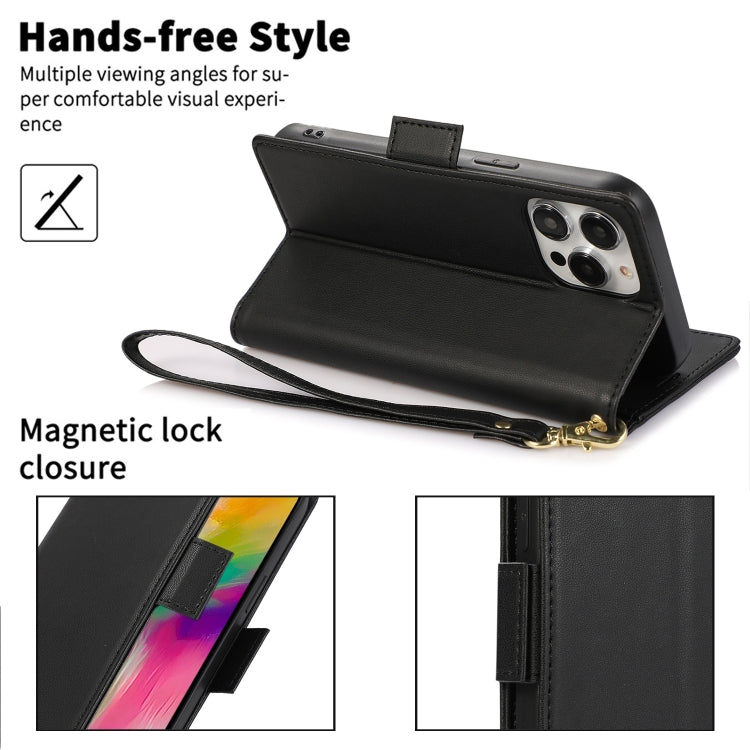 For iPhone 16 Pro Side Buckle RFID Anti-theft Leather Phone Case(Black) - iPhone 16 Pro Cases by buy2fix | Online Shopping UK | buy2fix