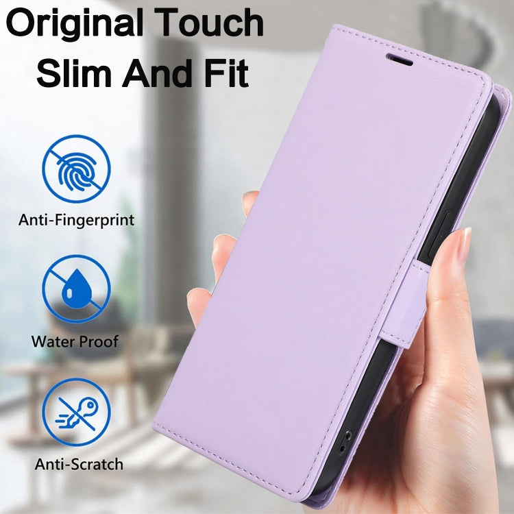 For iPhone 16 Pro Side Buckle RFID Anti-theft Leather Phone Case(Light Purple) - iPhone 16 Pro Cases by buy2fix | Online Shopping UK | buy2fix