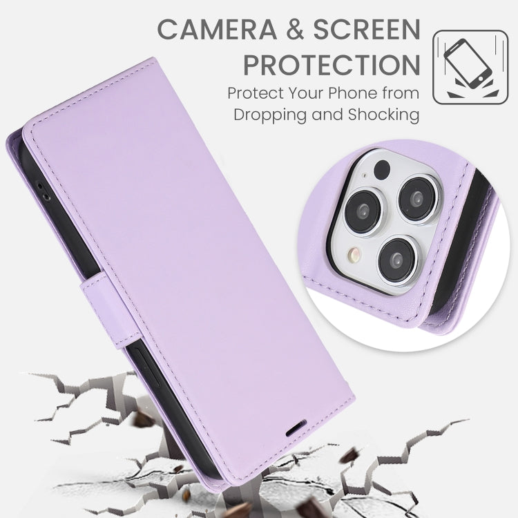 For iPhone 16 Pro Side Buckle RFID Anti-theft Leather Phone Case(Light Purple) - iPhone 16 Pro Cases by buy2fix | Online Shopping UK | buy2fix