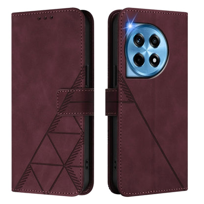 For OnePlus 12 5G Global Crossbody 3D Embossed Flip Leather Phone Case(Wine Red) - OnePlus Cases by buy2fix | Online Shopping UK | buy2fix