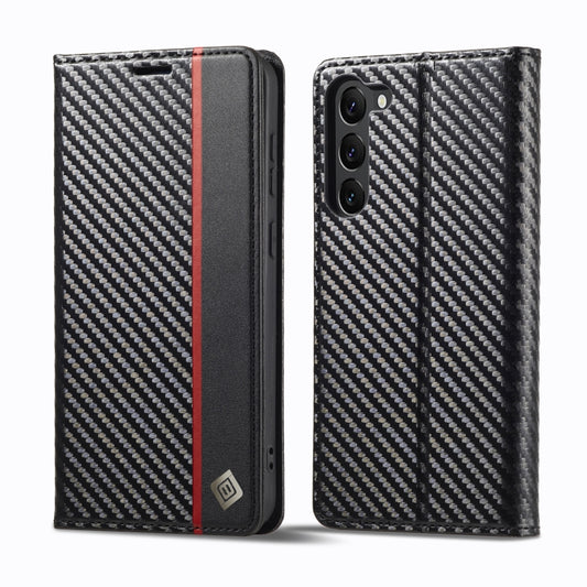 For Samsung Galaxy S25+ 5G LC.IMEEKE Carbon Fiber Leather Phone Case(Vertical Black) - Galaxy S25+ 5G Cases by LC.IMEEKE | Online Shopping UK | buy2fix