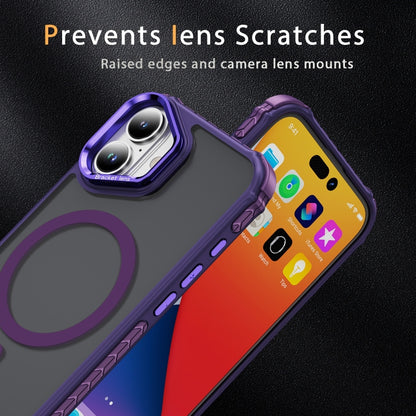 For iPhone 16 Plus Rainbow Series Skin Feel MagSafe Lens Holder Phone Case(Dark Purple) - iPhone 16 Plus Cases by buy2fix | Online Shopping UK | buy2fix